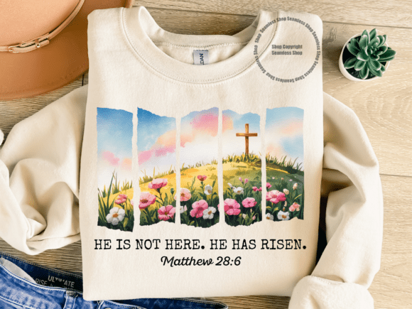 Christian PNG He Has Risen Easter PNG for T-Shirt Designs