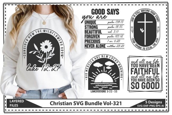 Christian SVG Bundle Vol-321: T-Shirt Designs