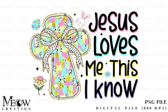 Glitter Christian Easter Cross PNG for T-Shirt Designs